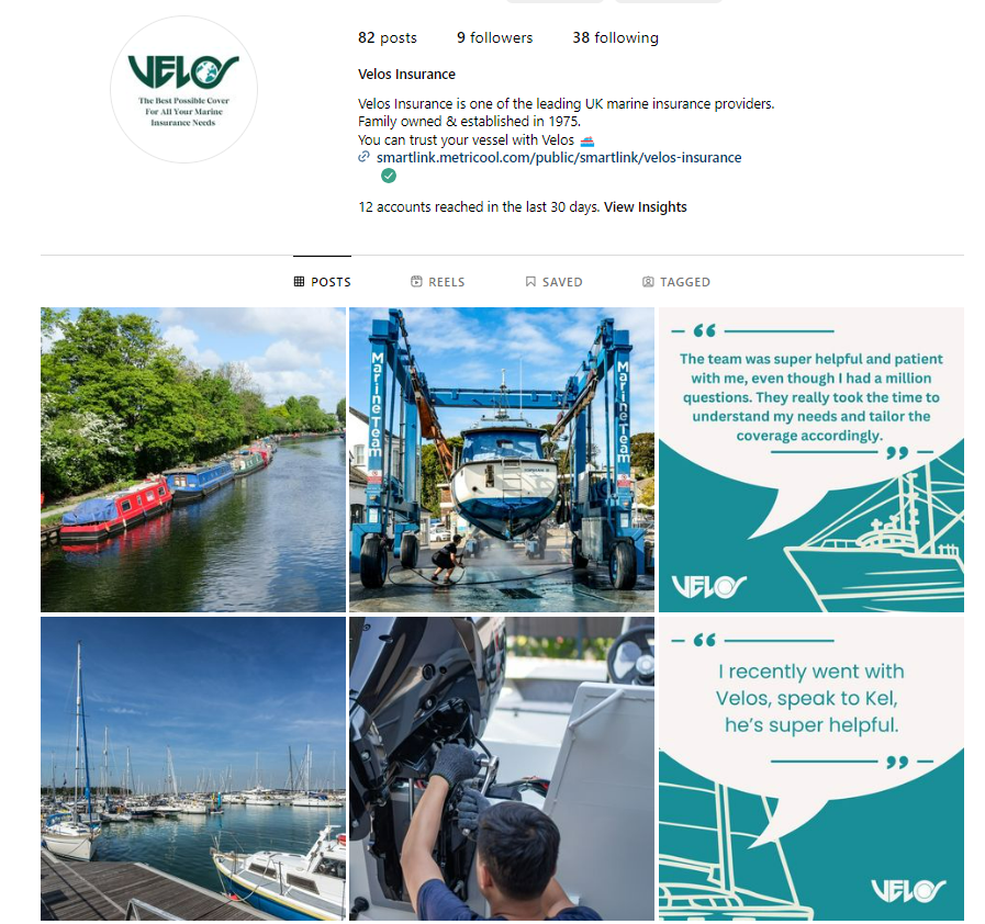 screenshot of velos instagram feed